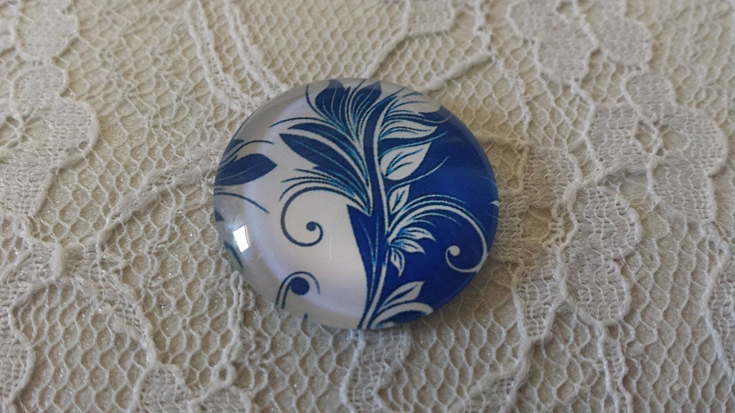 glas cabochon rund 25mm blomma 029 