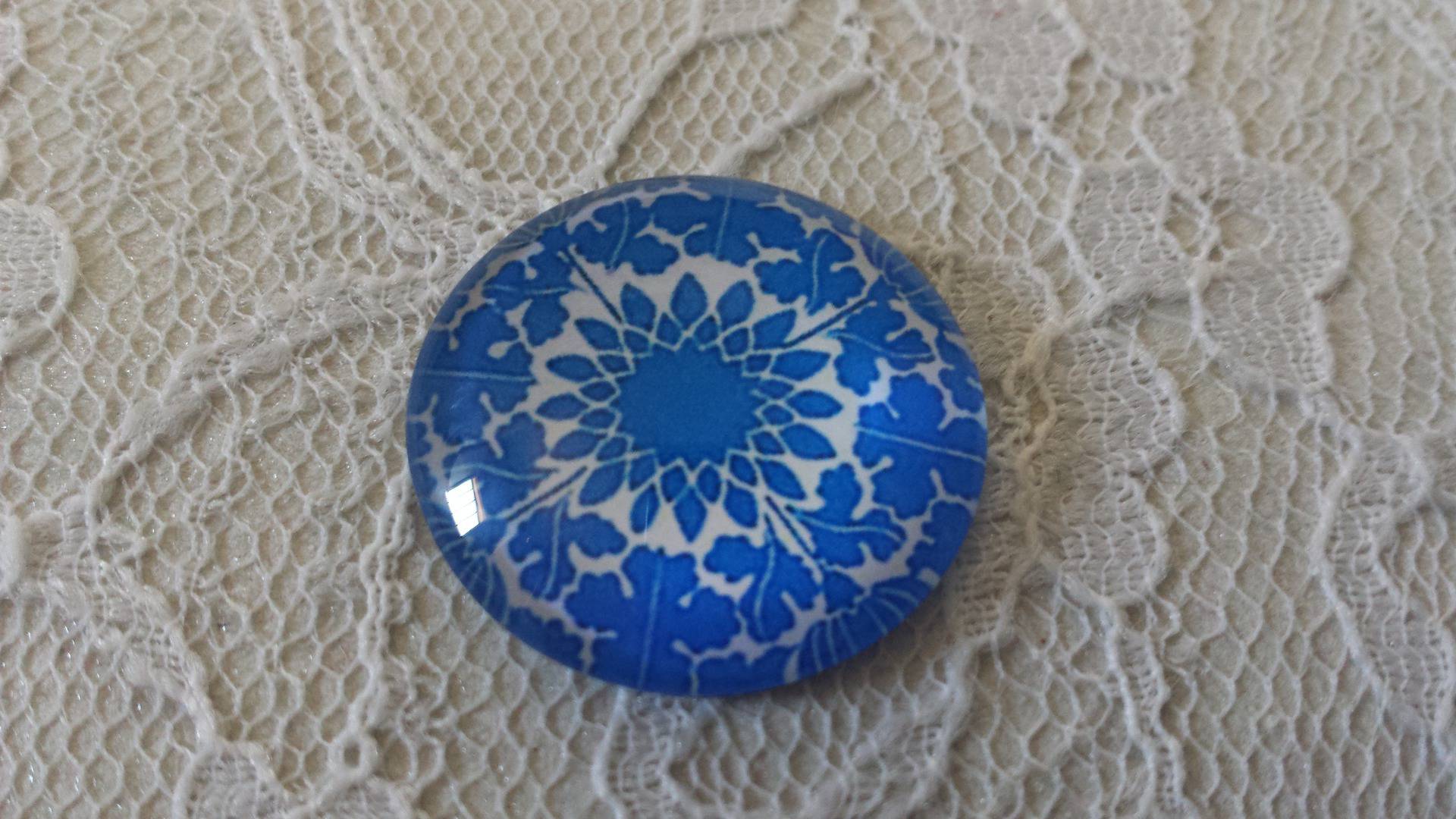 glas cabochon rund 25mm blomma 027 