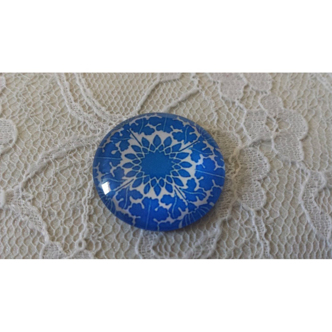 glas cabochon rund 25mm blomma 027 