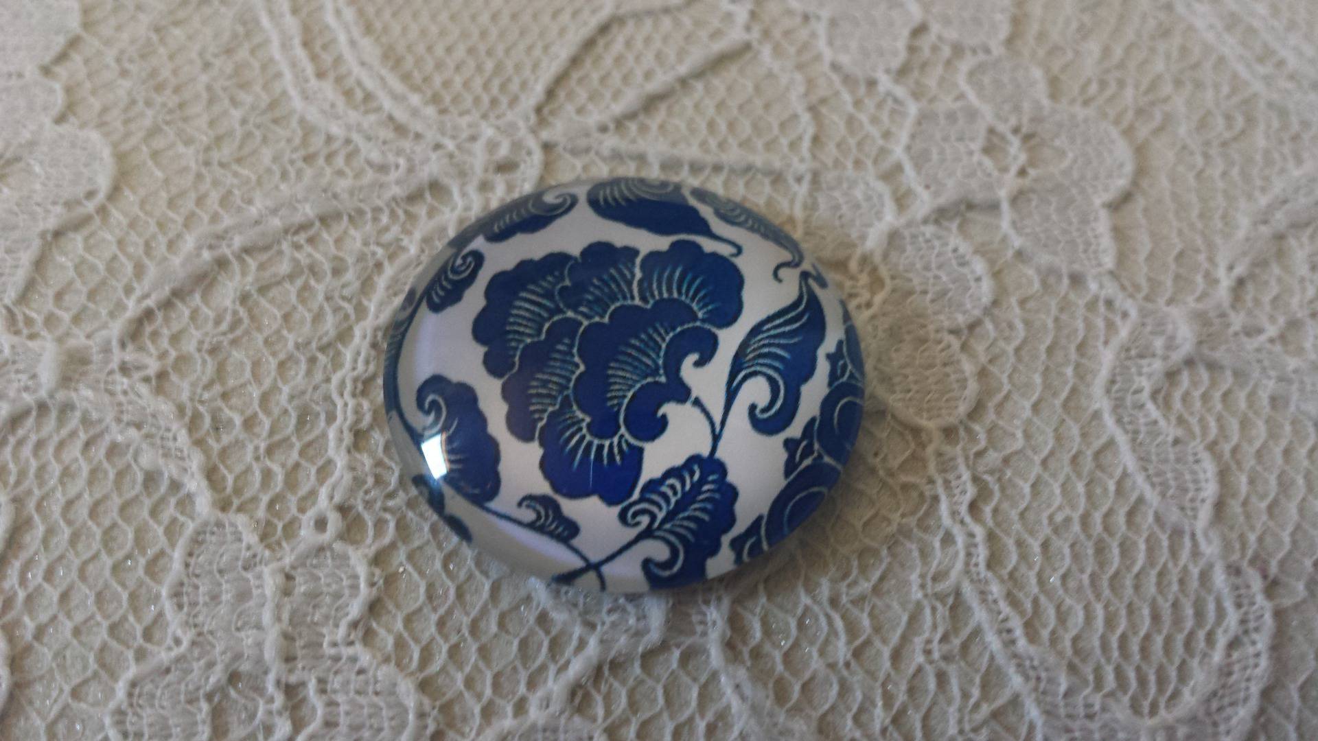 glas cabochon rund 25mm blomma 026 