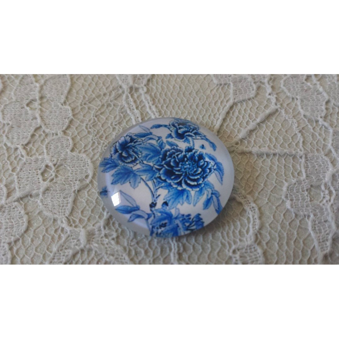 glas cabochon rund 25mm blomma 024 