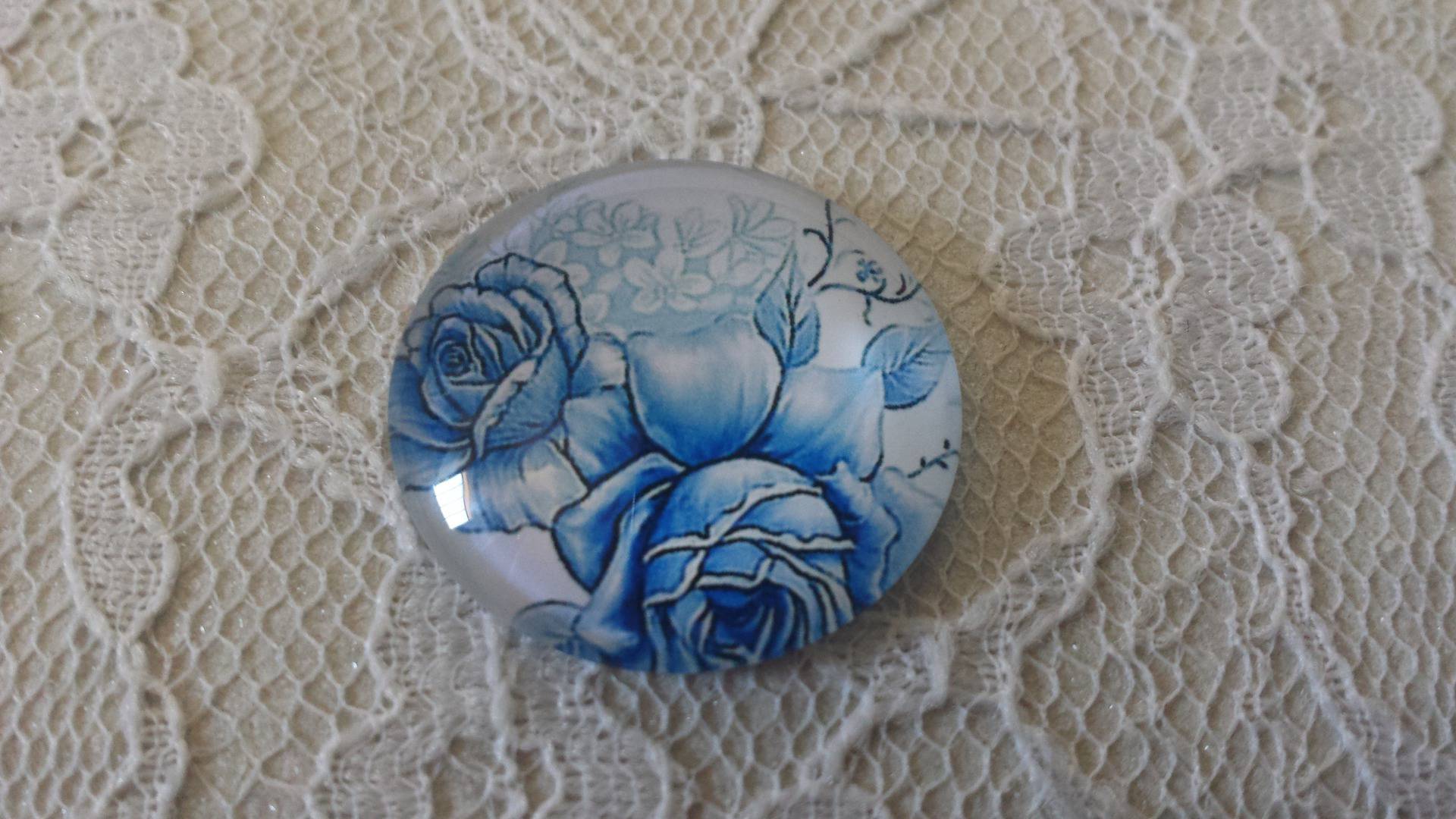 glas cabochon rund 25mm blomma 023 