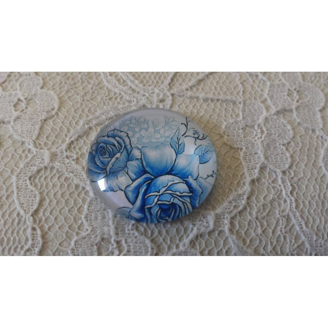 glas cabochon rund 25mm blomma 023 