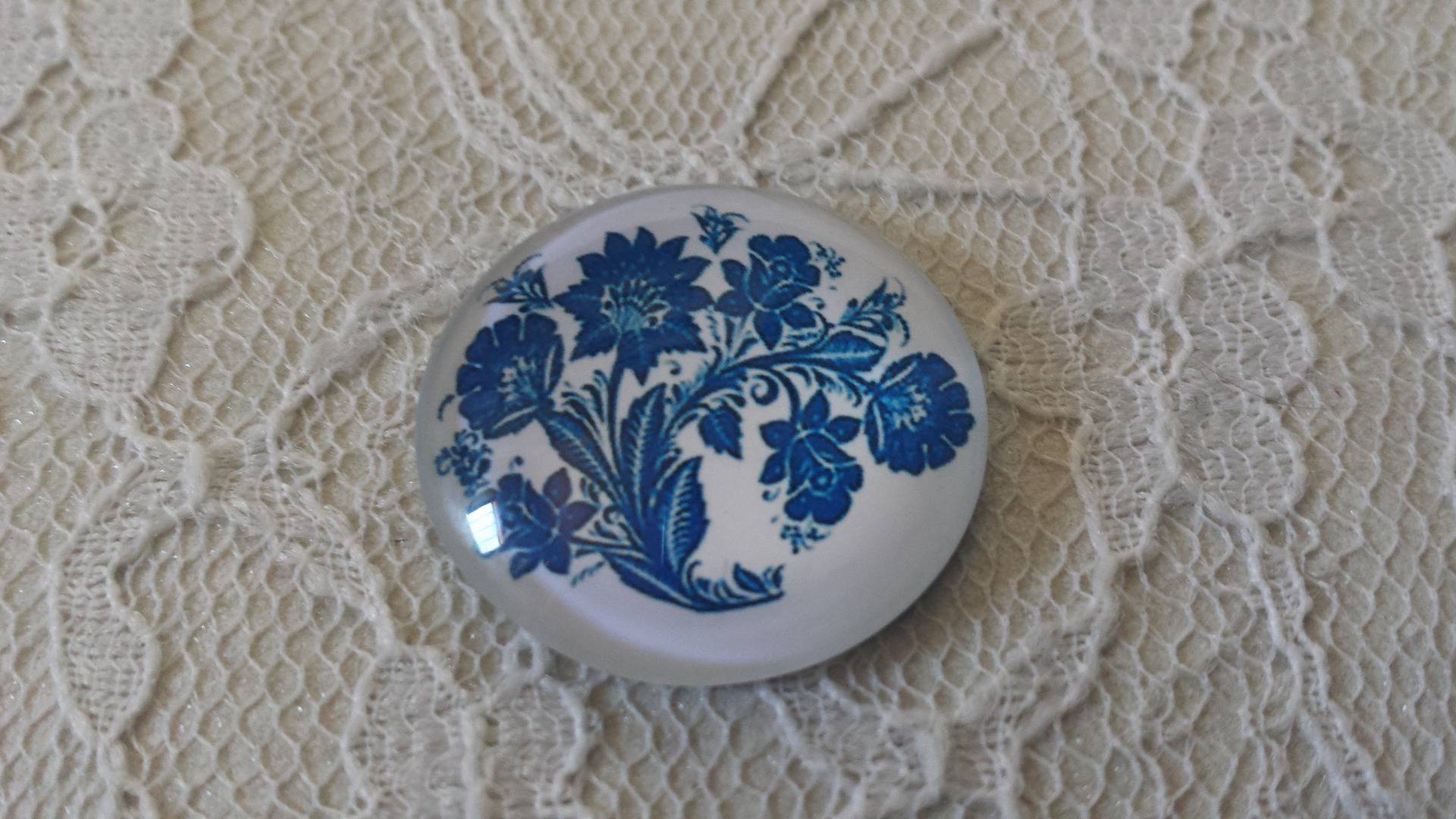glas cabochon rund 25mm blomma 022 