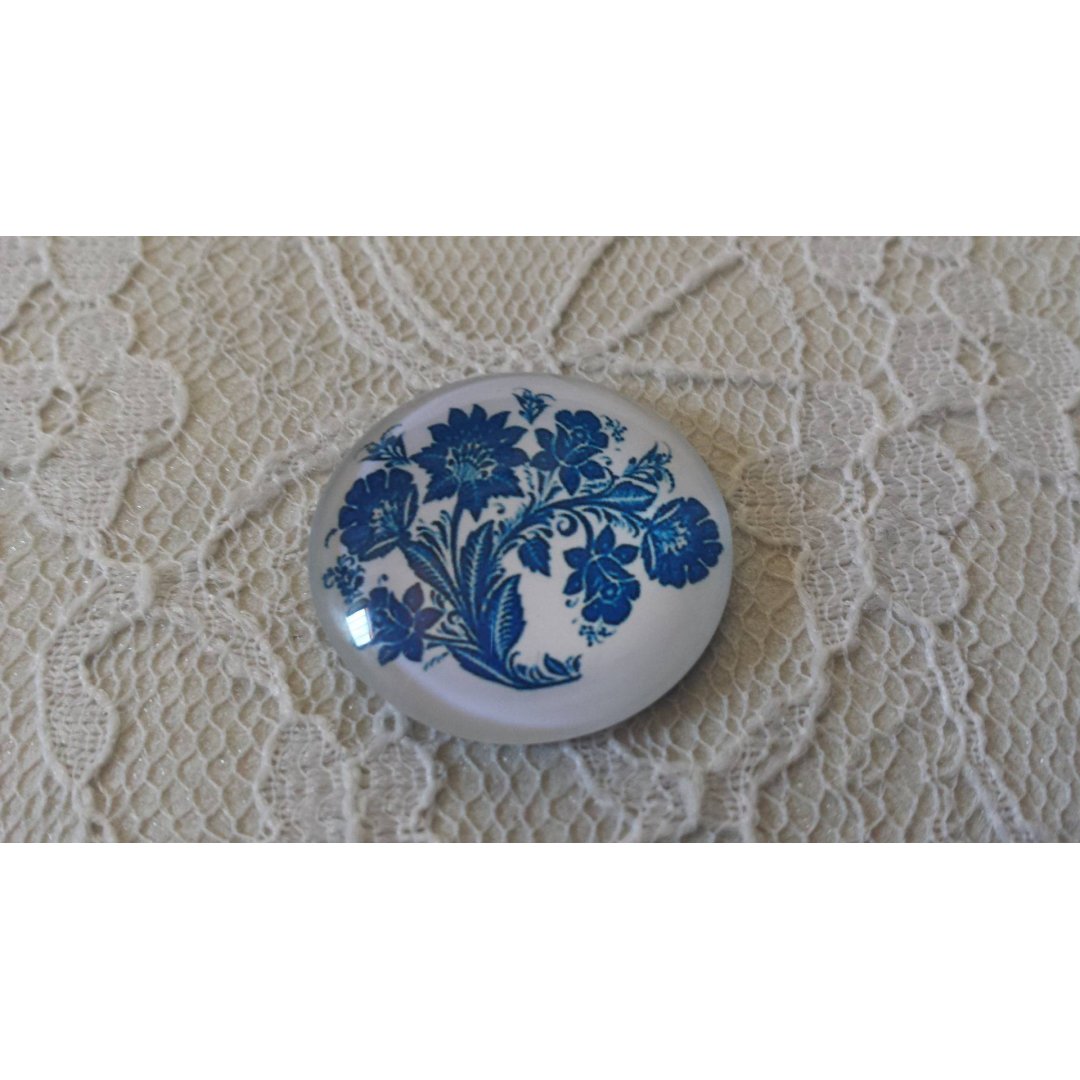 glas cabochon rund 25mm blomma 022 