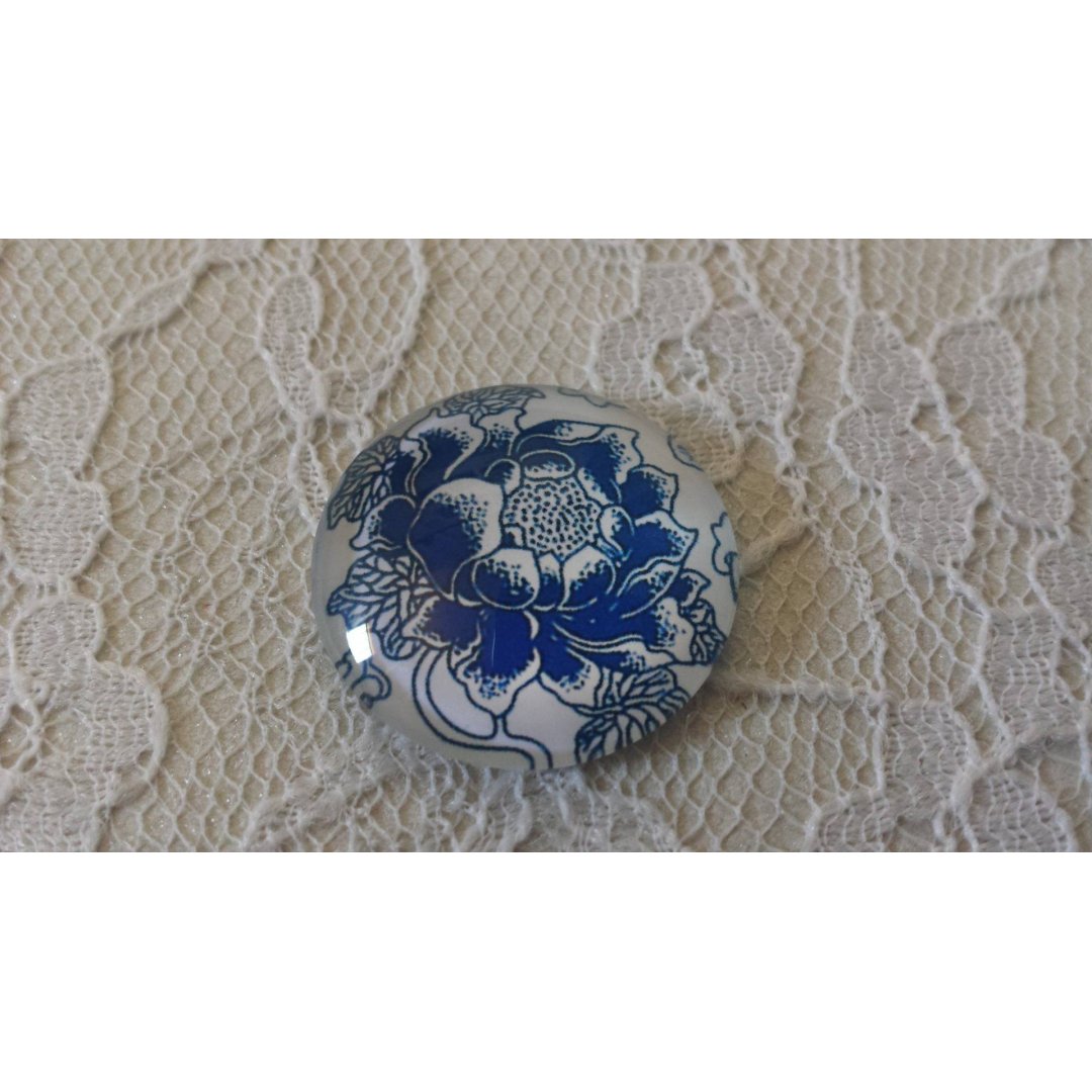glas cabochon rund 25mm blomma 021 