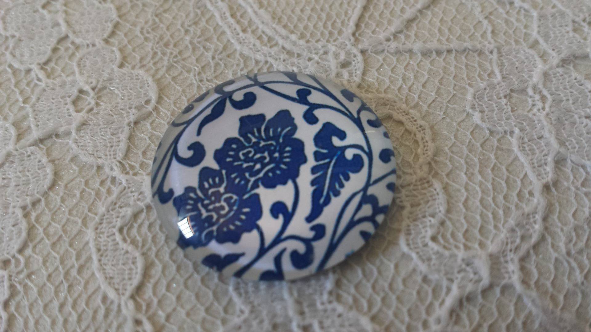 glas cabochon runda 25mm blomma 020 