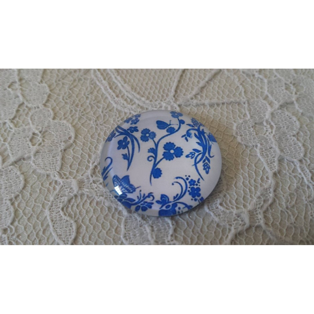 glas cabochon rund 25mm blomma 019 