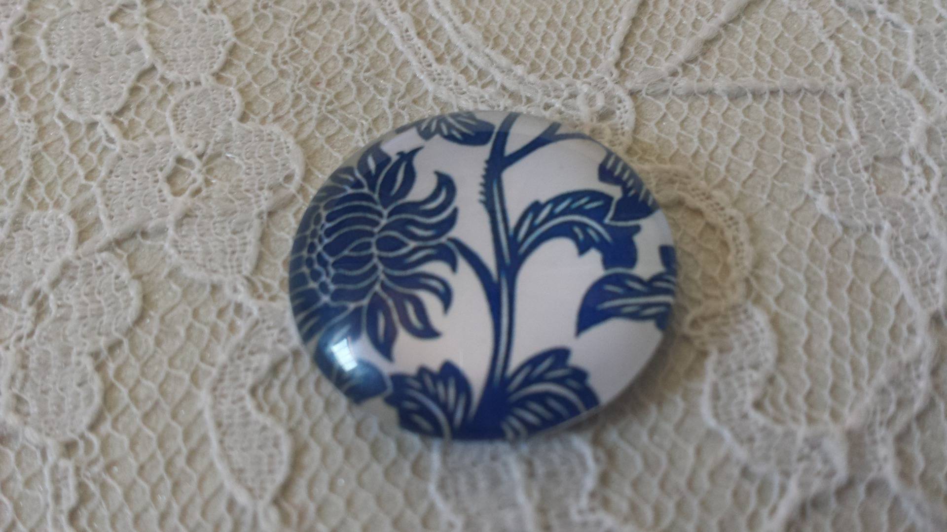 glas cabochon rund 25mm blomma 018 