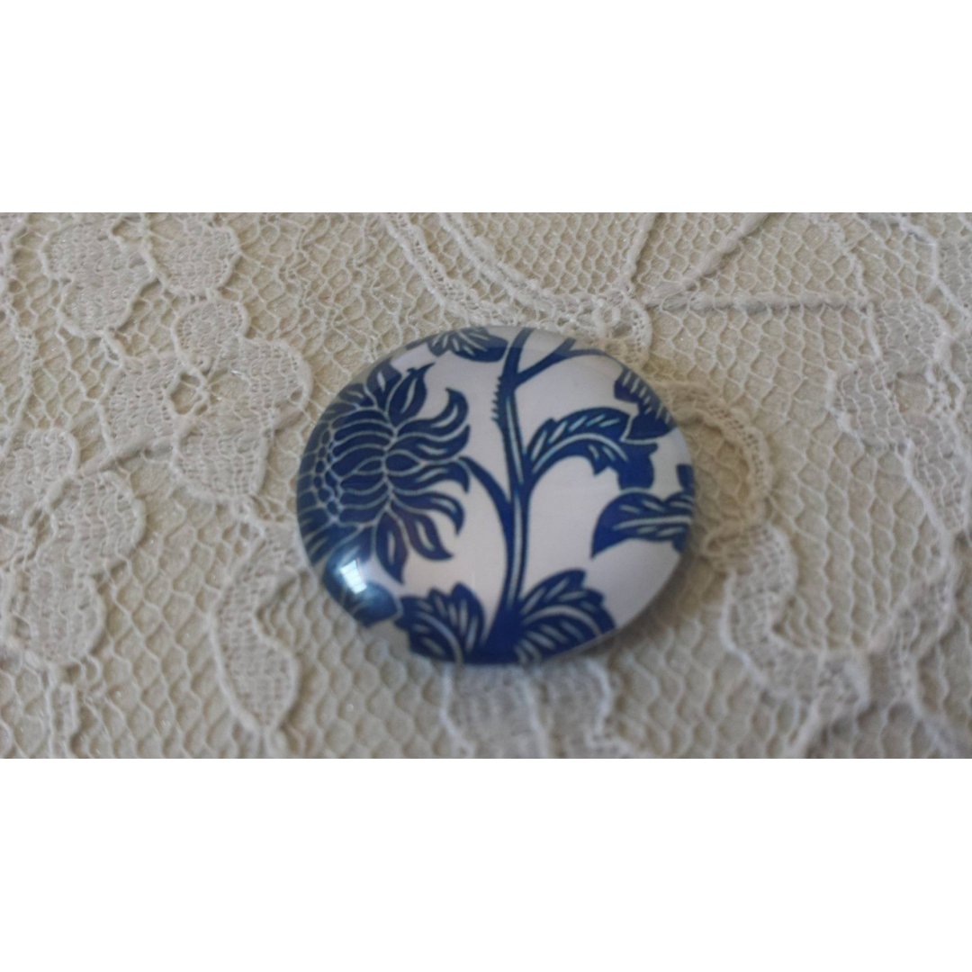 glas cabochon rund 25mm blomma 018 