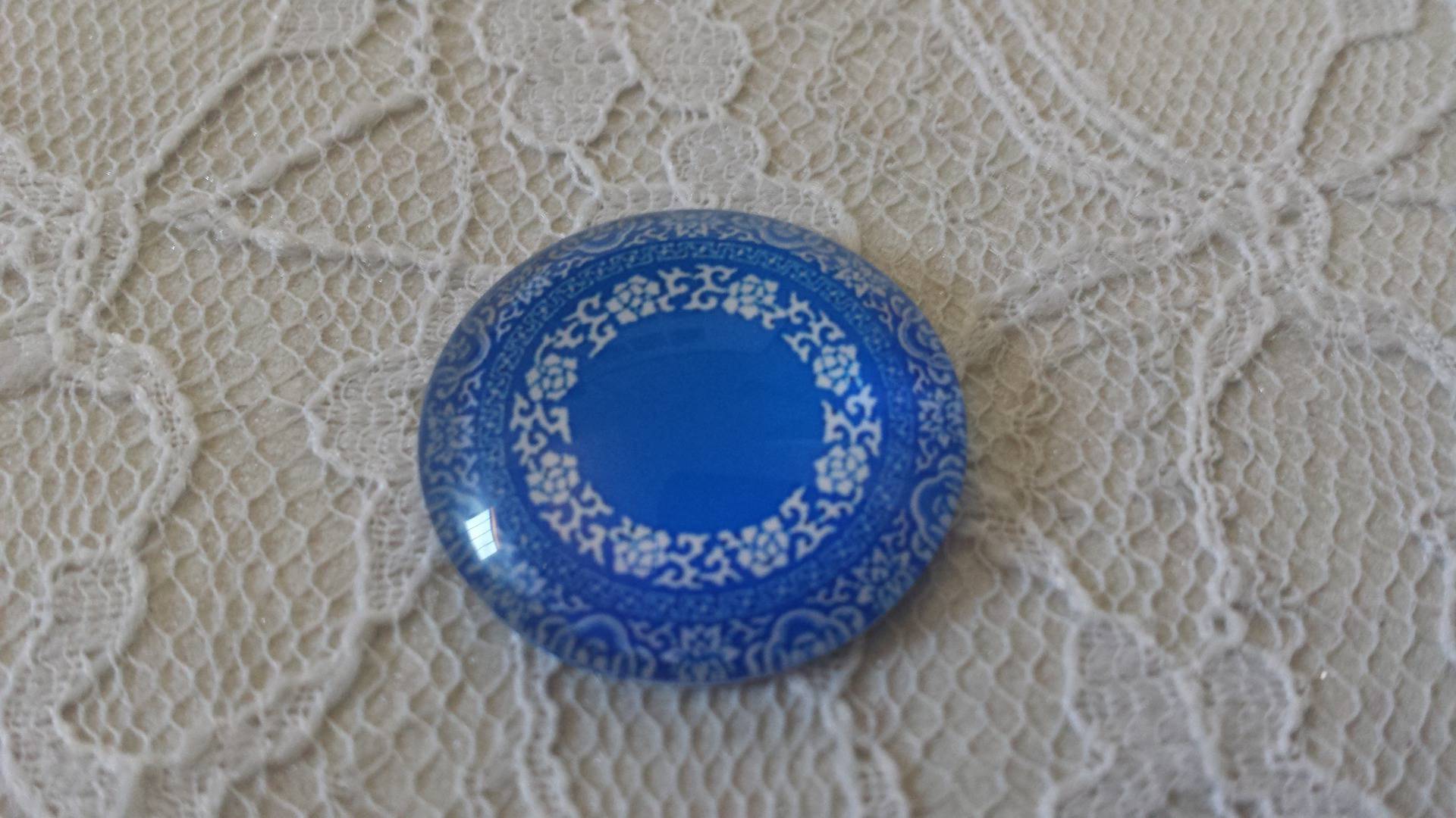 glas cabochon rund 25mm blomma 017 