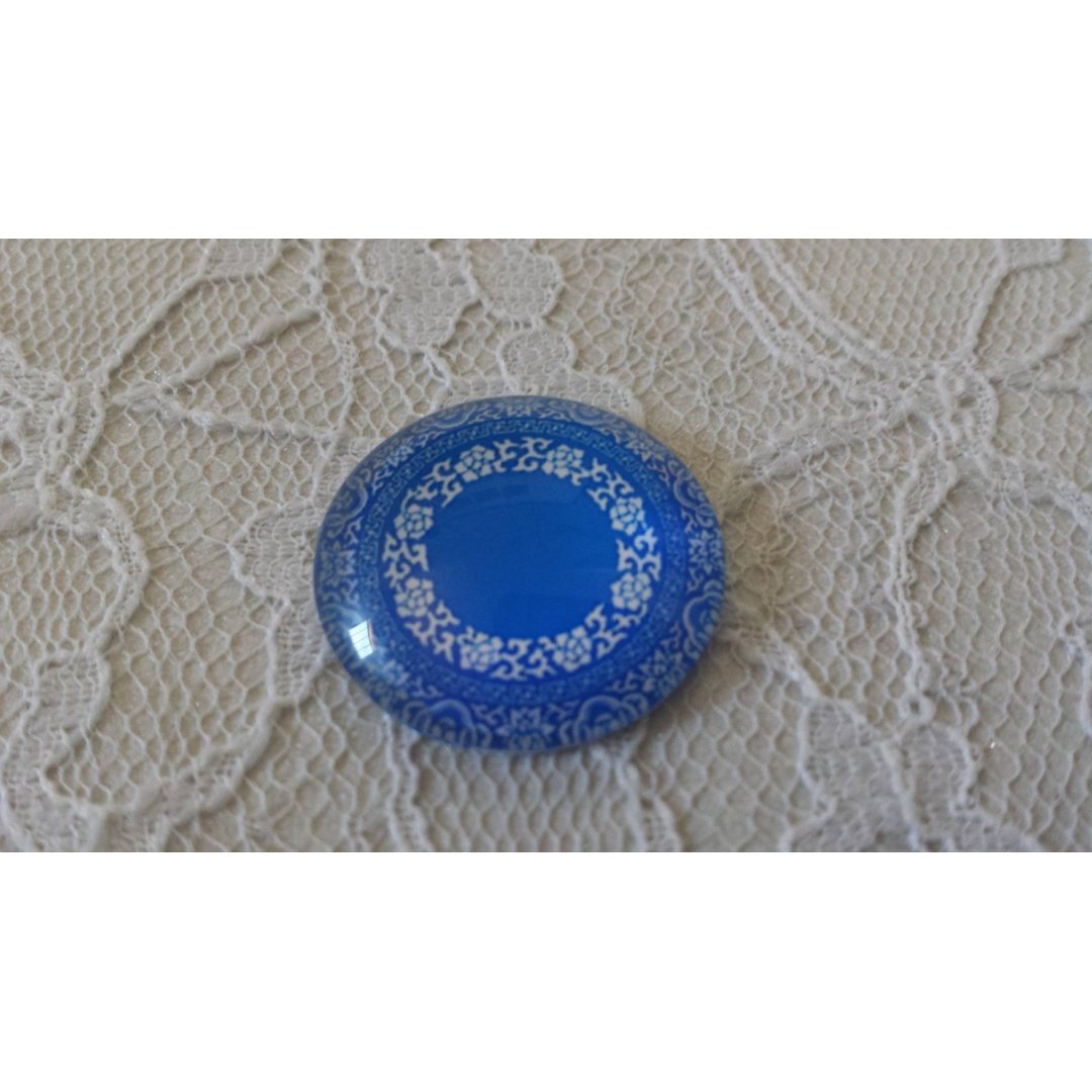 glas cabochon rund 25mm blomma 017 