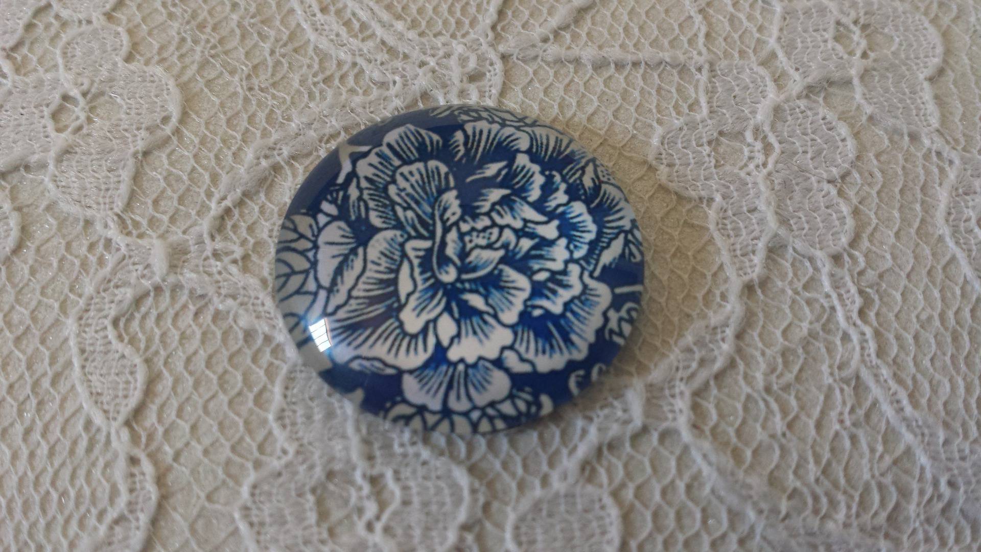 glas cabochon rund 25mm blomma 015 