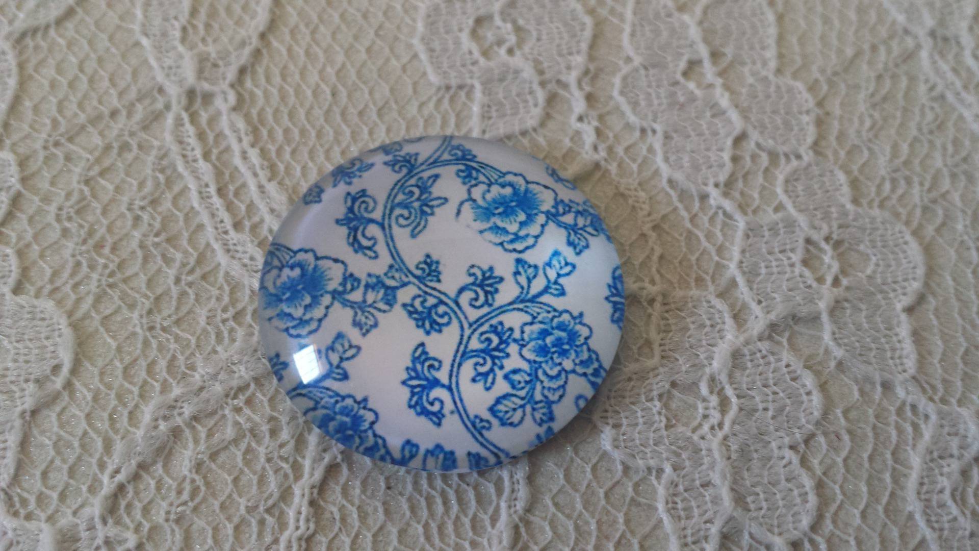 glas cabochon rund 25mm blomma 014 