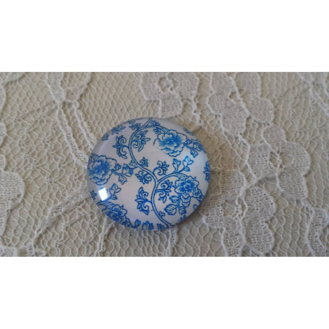 glas cabochon rund 25mm blomma 014 