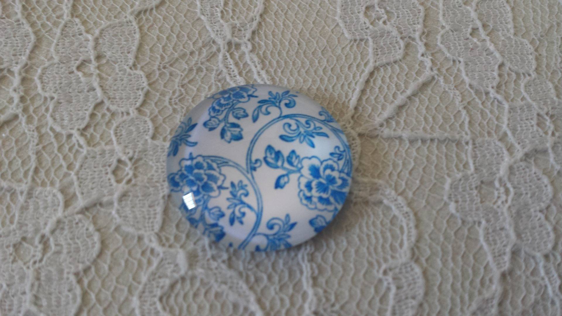 glas cabochon rund 25mm blomma 012 