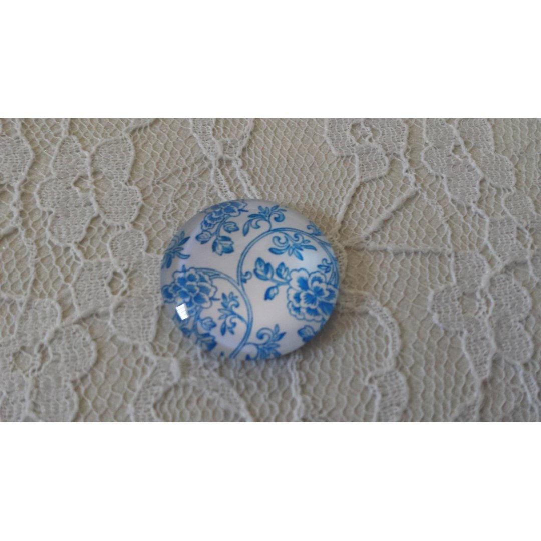 glas cabochon rund 25mm blomma 012 
