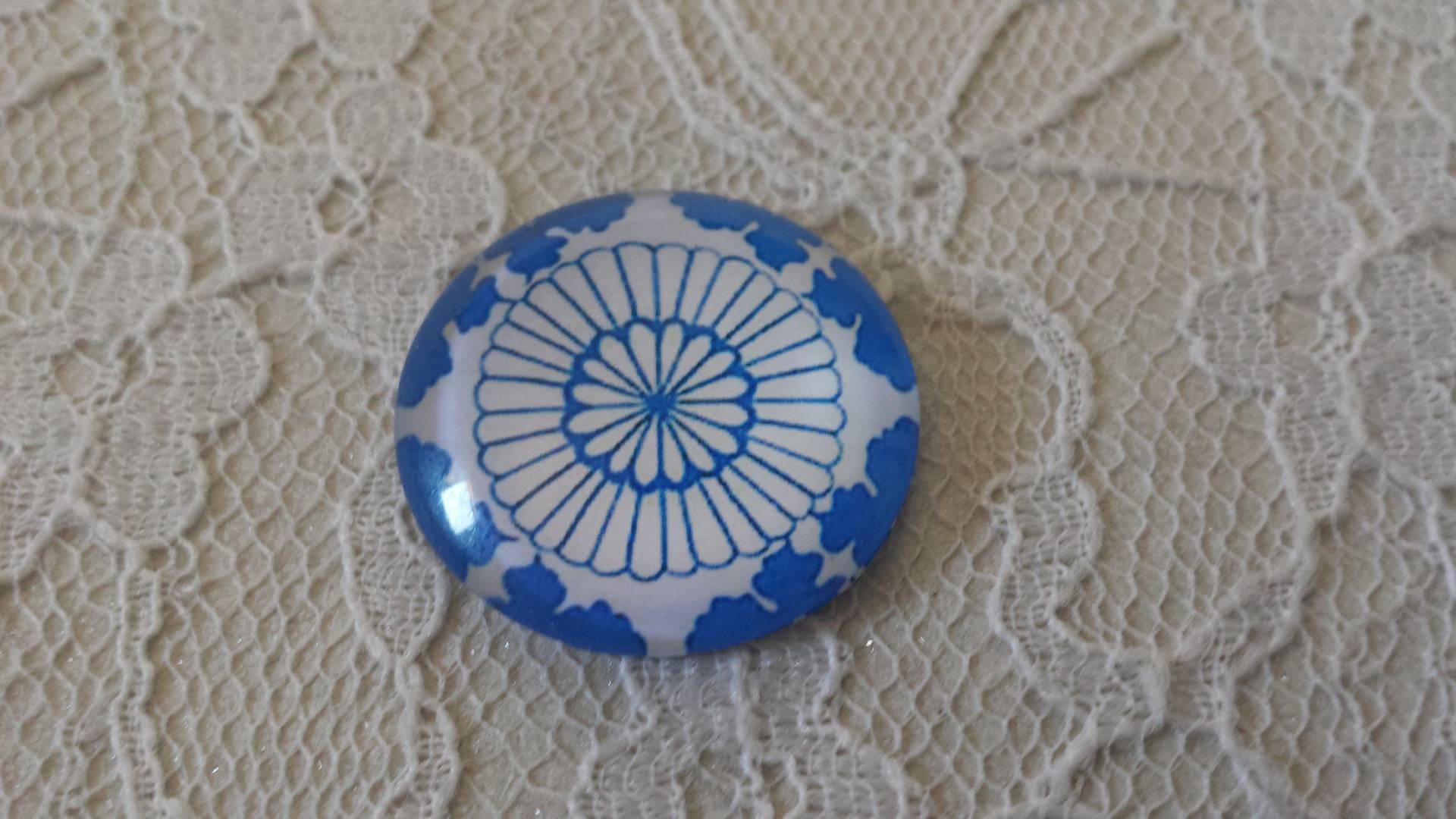 glas cabochon rund 25mm blomma 011 
