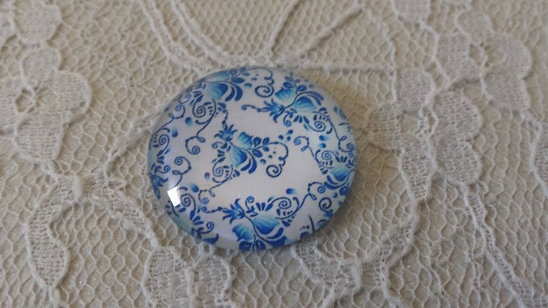glas cabochon rund 25mm blomma 010 