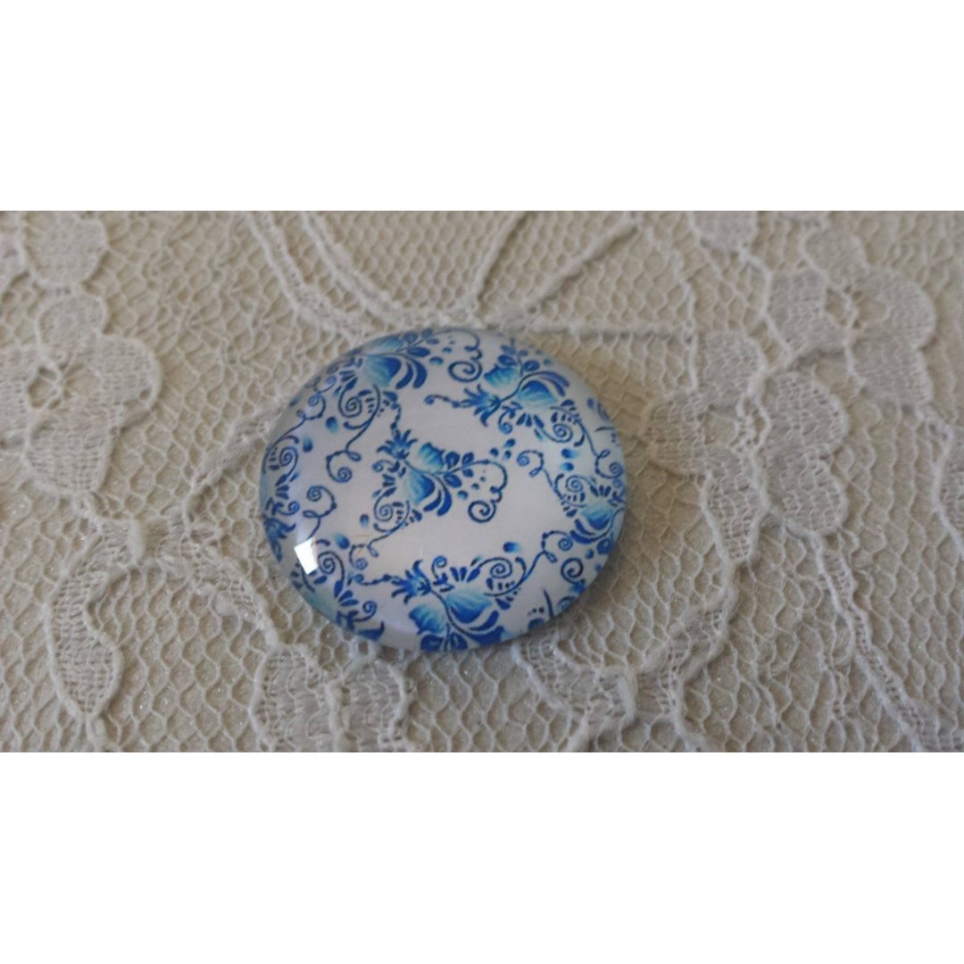 glas cabochon rund 25mm blomma 010 