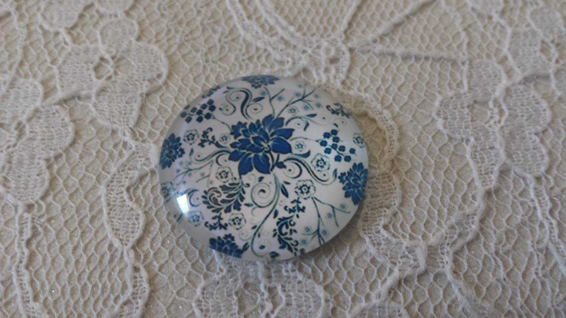 glas cabochon runda 25mm blomma 009 