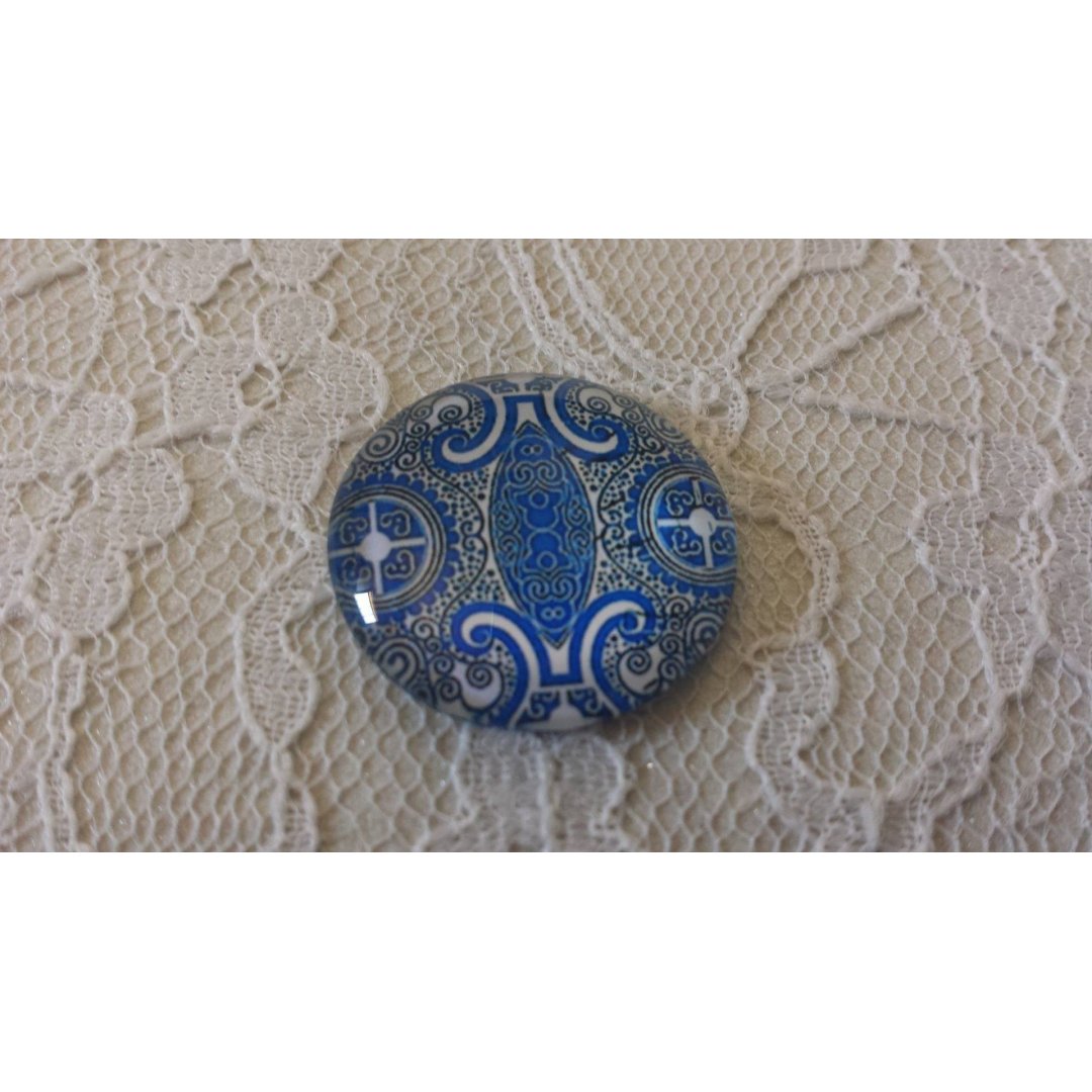 glas cabochon rund 25mm blomma 008 