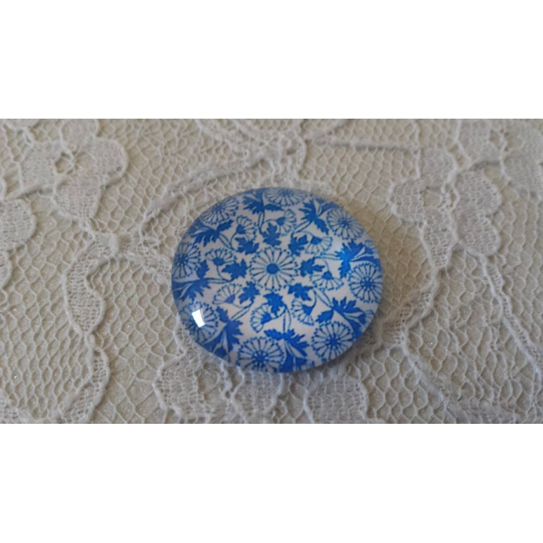 glas cabochon rund 25mm blomma 006 