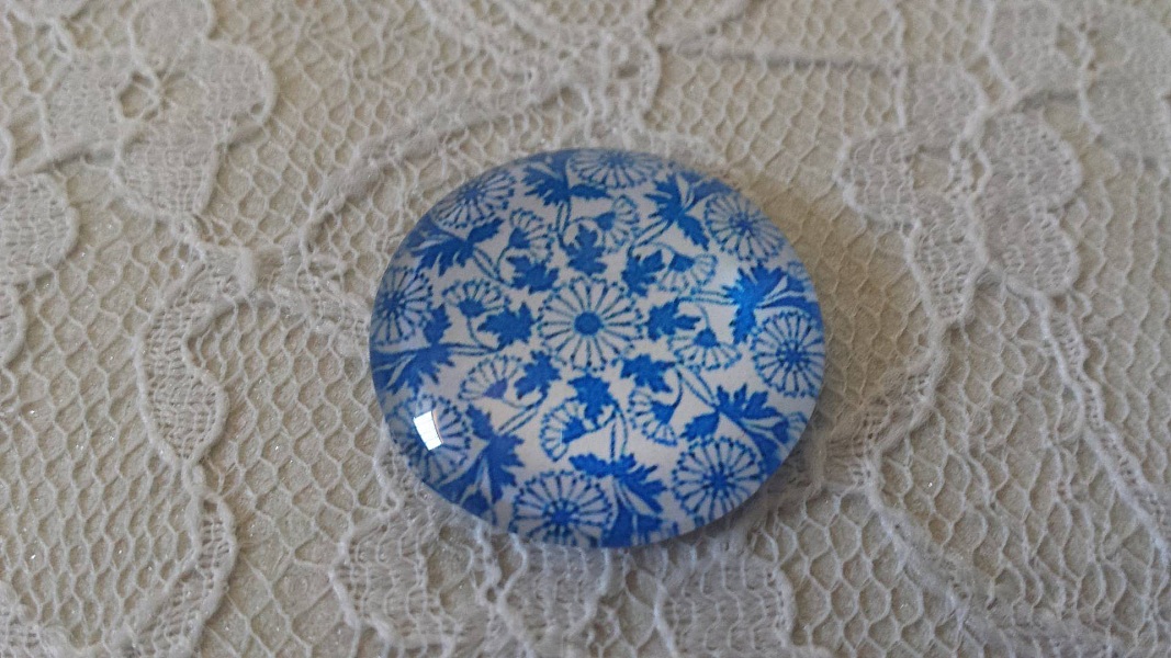 glas cabochon rund 25mm blomma 006 