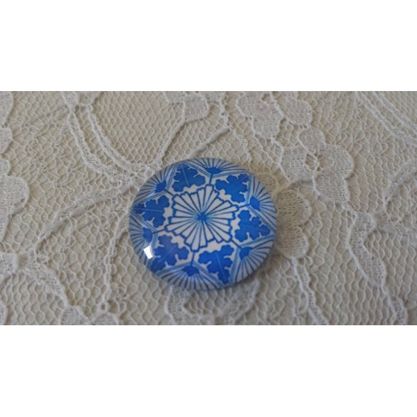 glas cabochon rund 25mm blomma 005 