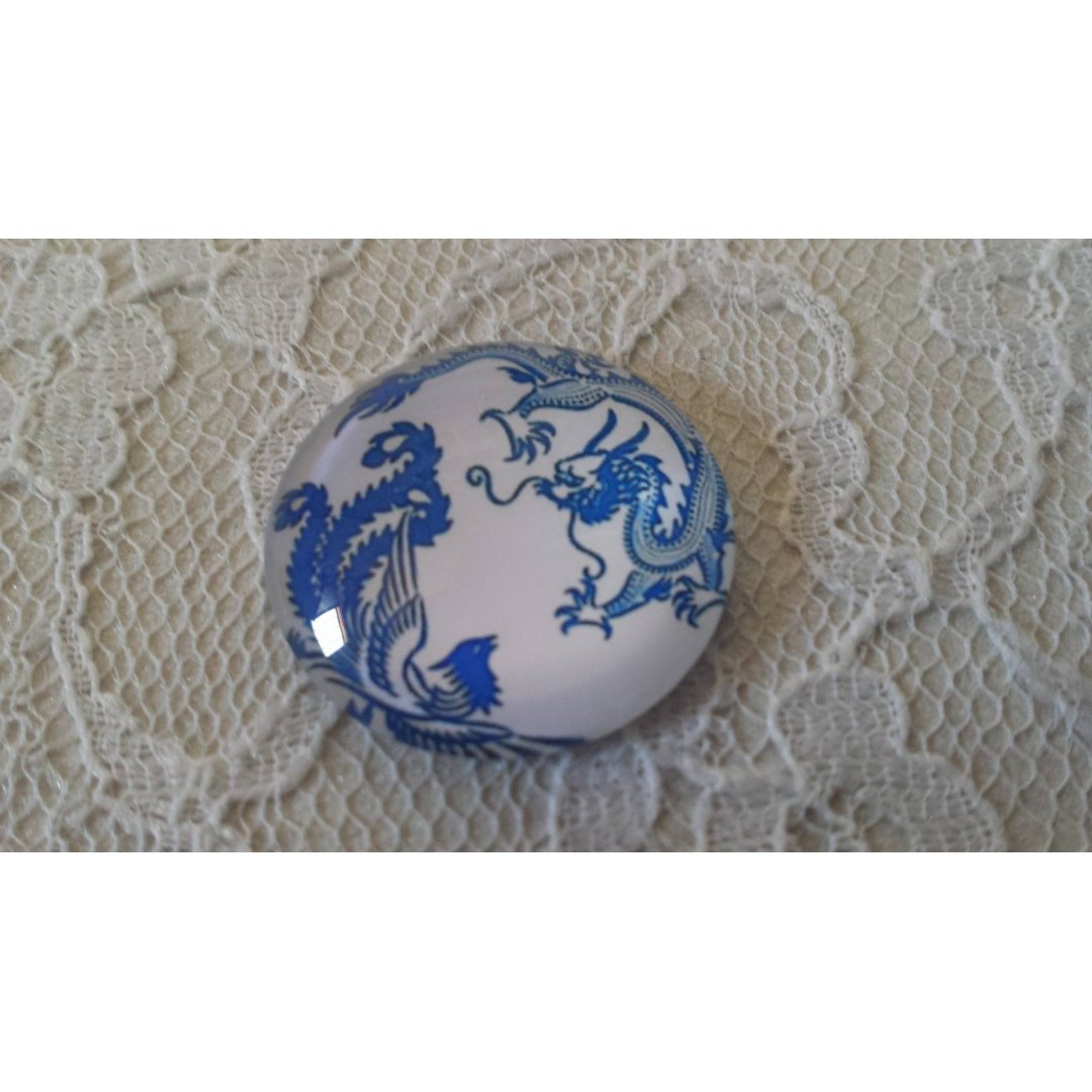 glas cabochon rund 25mm blomma 004 