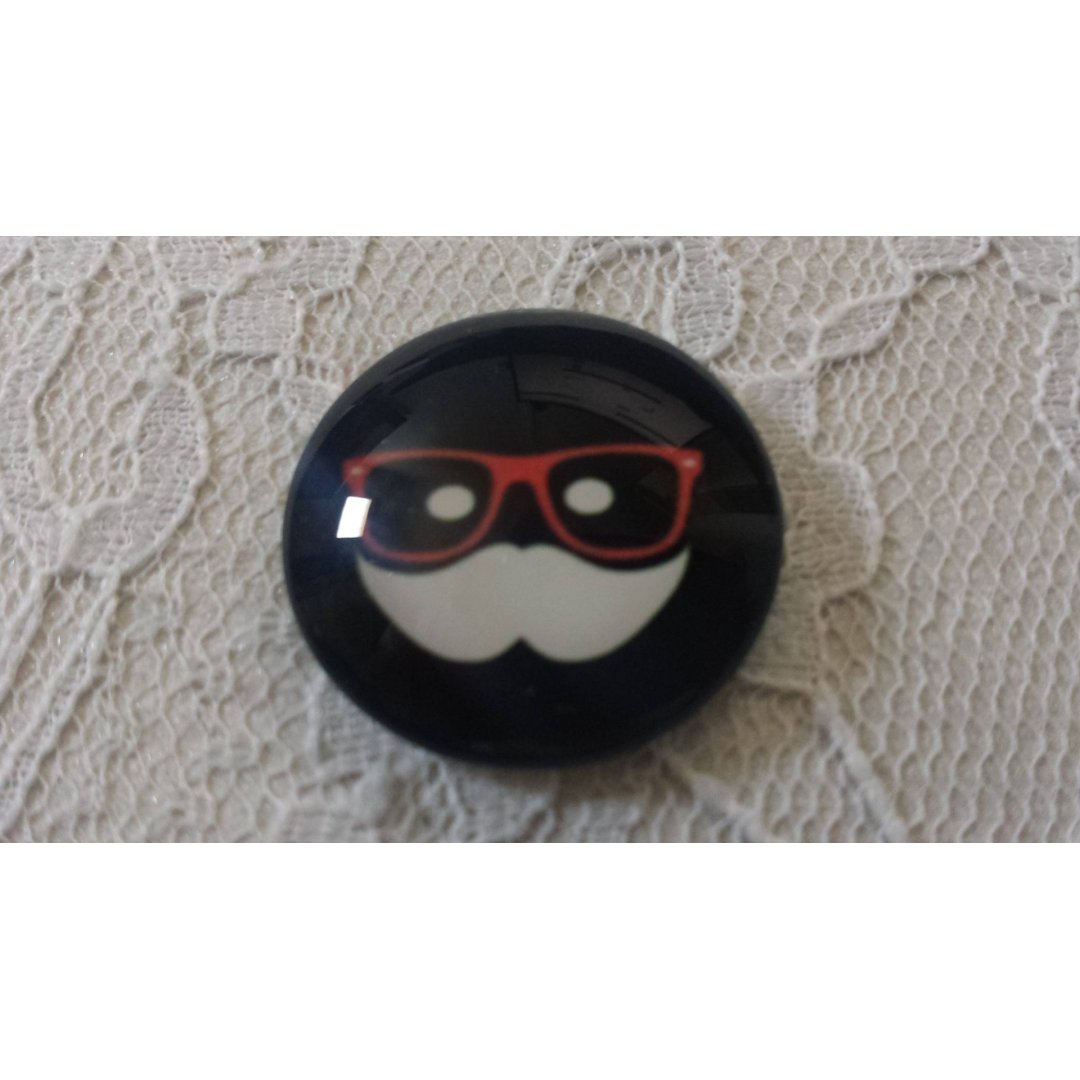 glas cabochon rund 25mm mustasch 044 