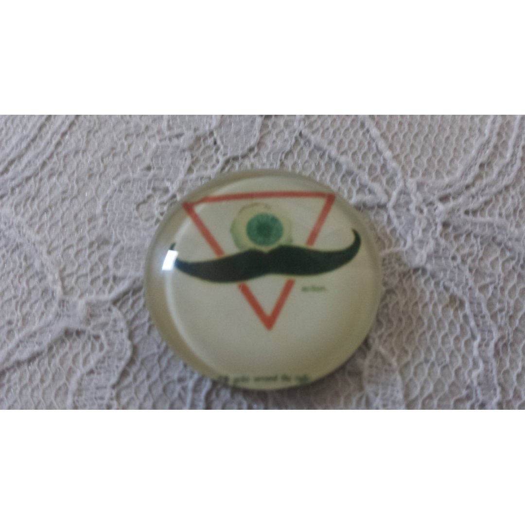 glas cabochon rund 25mm mustasch 041 