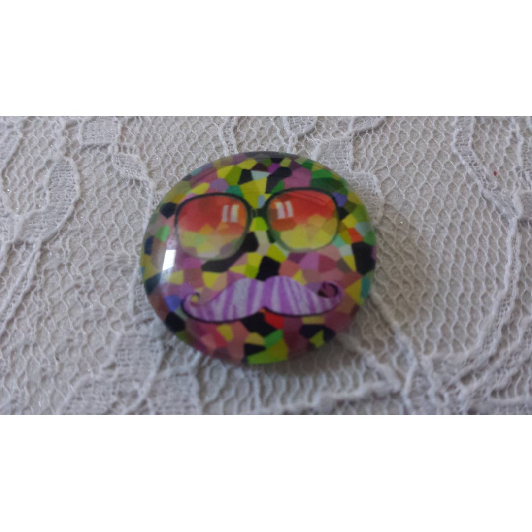 glas cabochon rund 25mm mustasch 040 