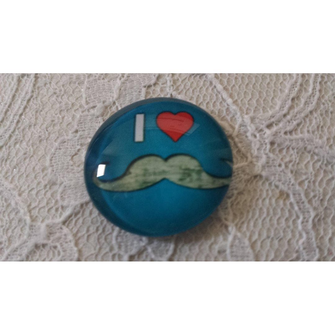 glas cabochon rund 25mm mustasch 037 