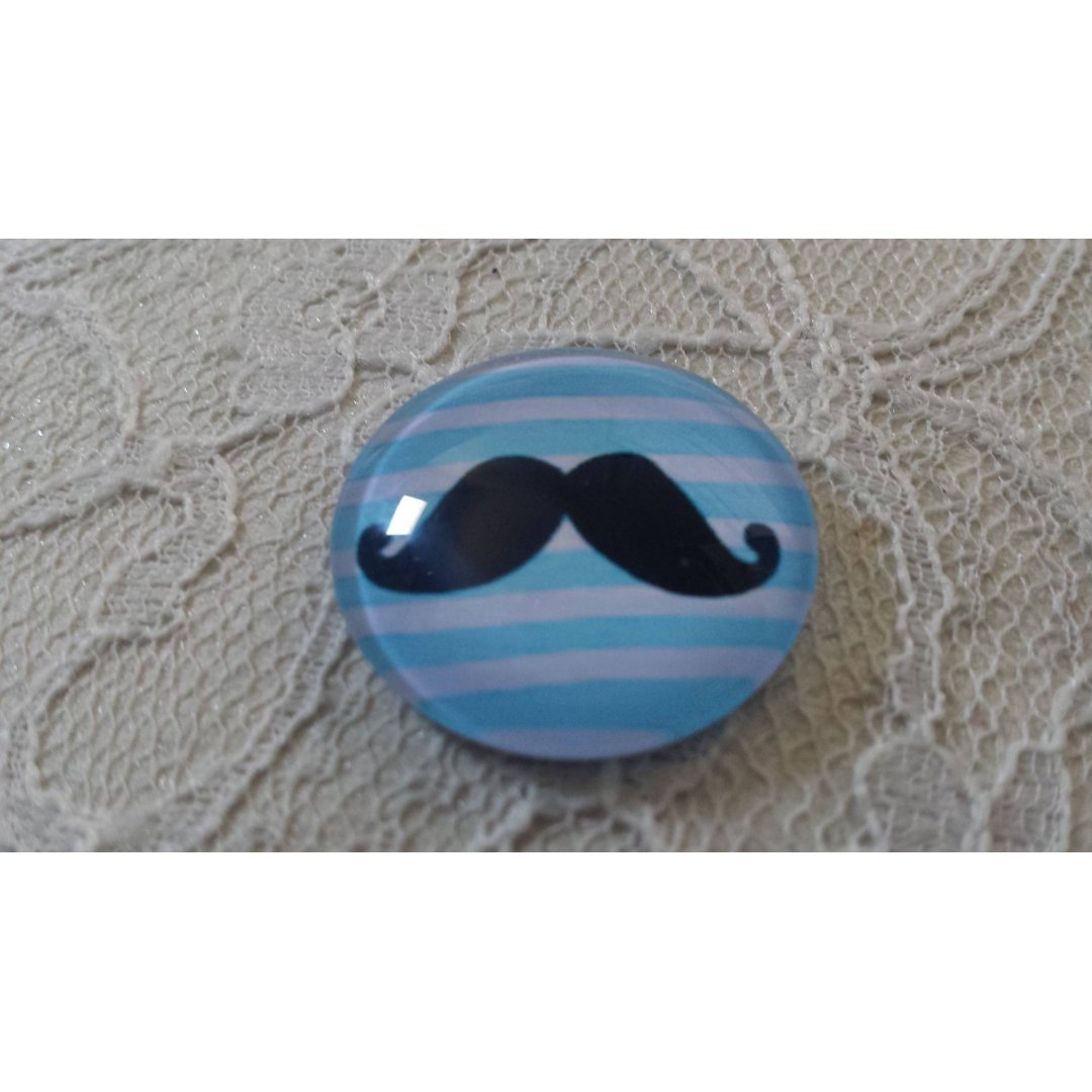 glas cabochon rund 25mm mustasch 036 