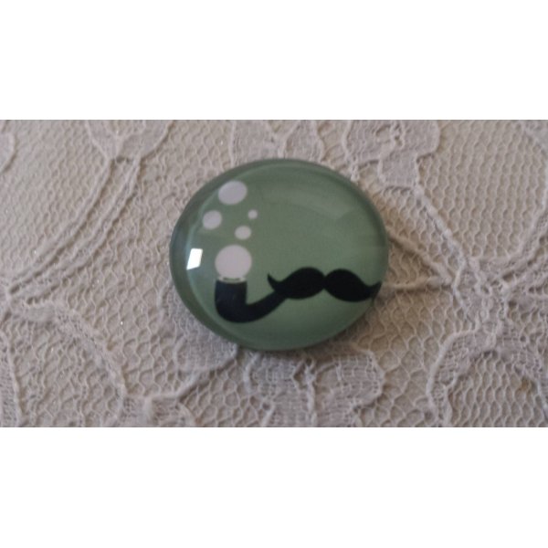 glas cabochon rund 25mm mustasch 035 