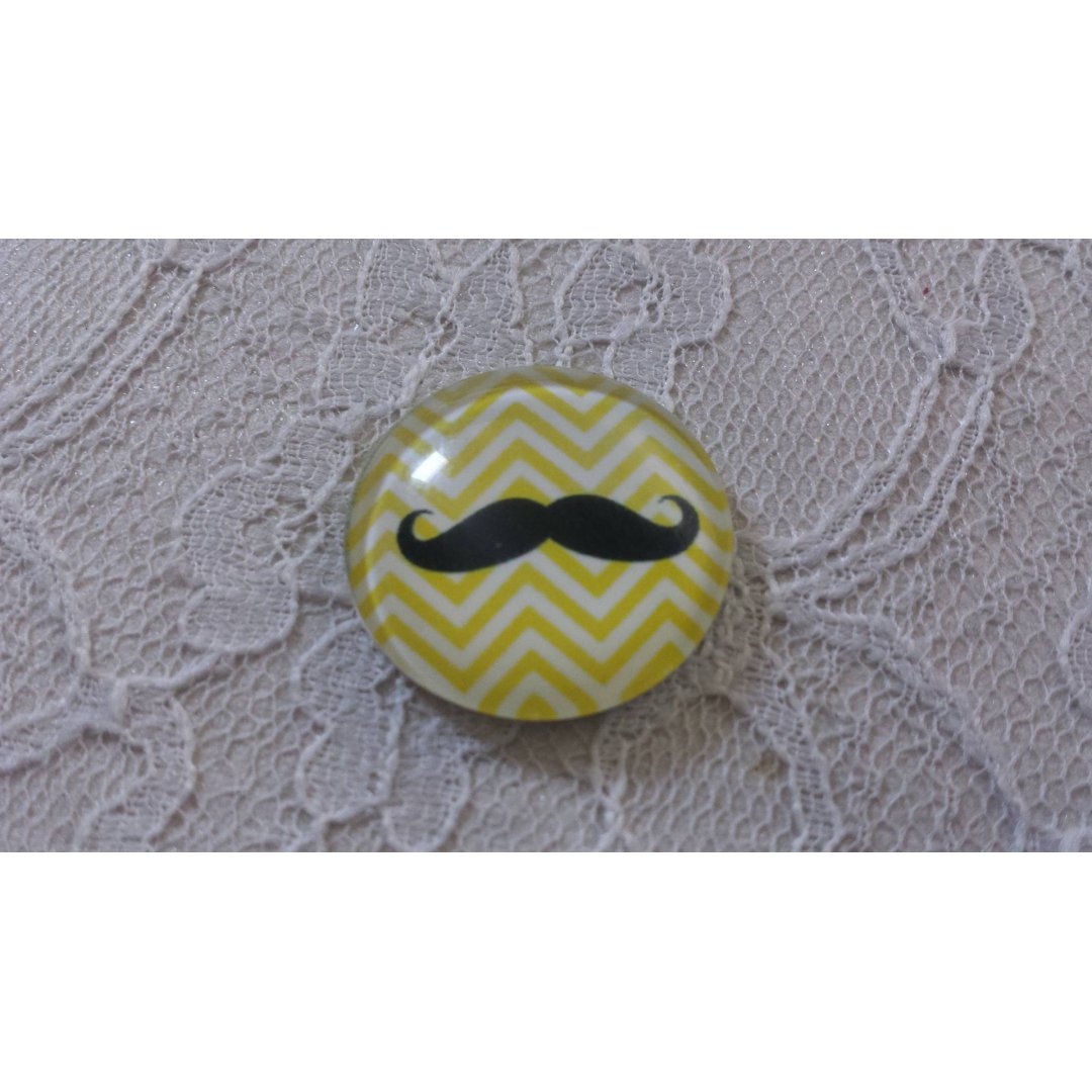 glas cabochon rund 25mm mustasch 033 