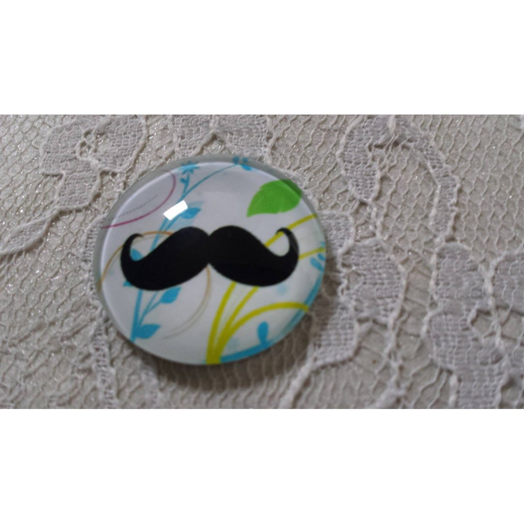 glas cabochon rund 25mm mustasch 031 