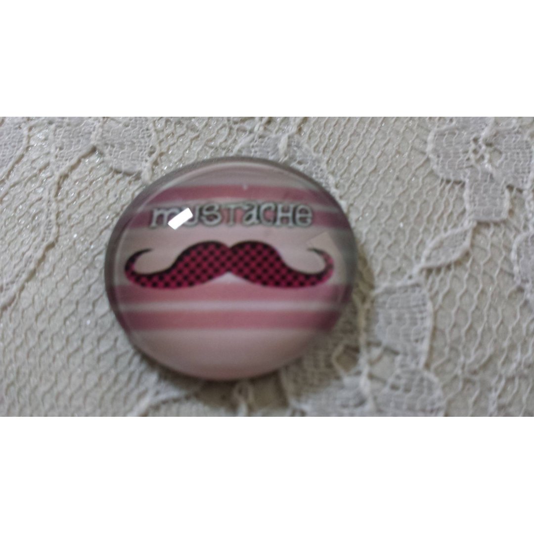 glas cabochon rund 25mm mustasch 027 