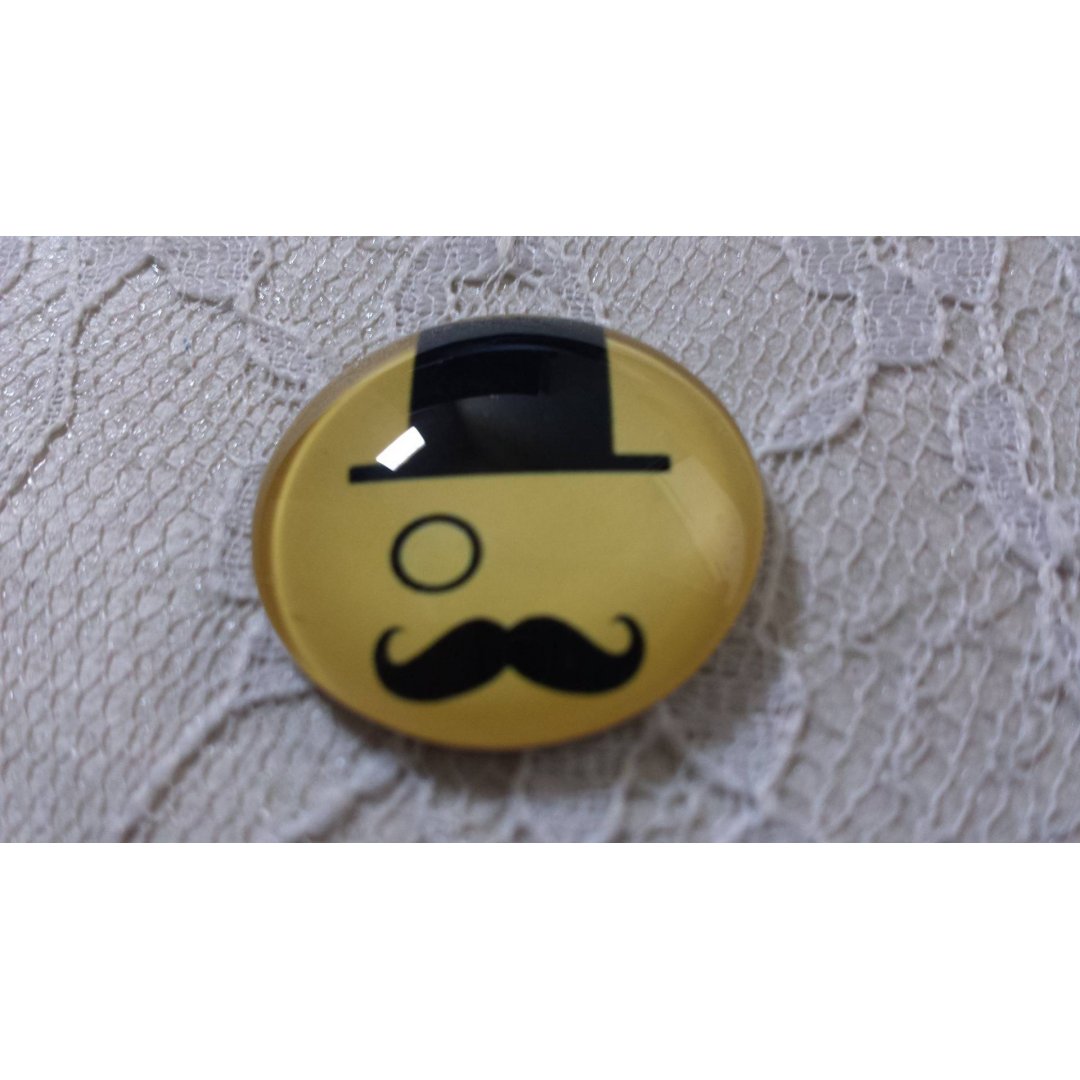 glas cabochon rund 25mm mustasch 023 
