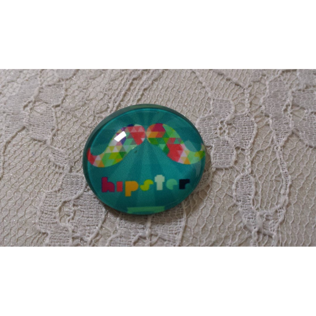 glas cabochon rund 25mm mustasch 022 