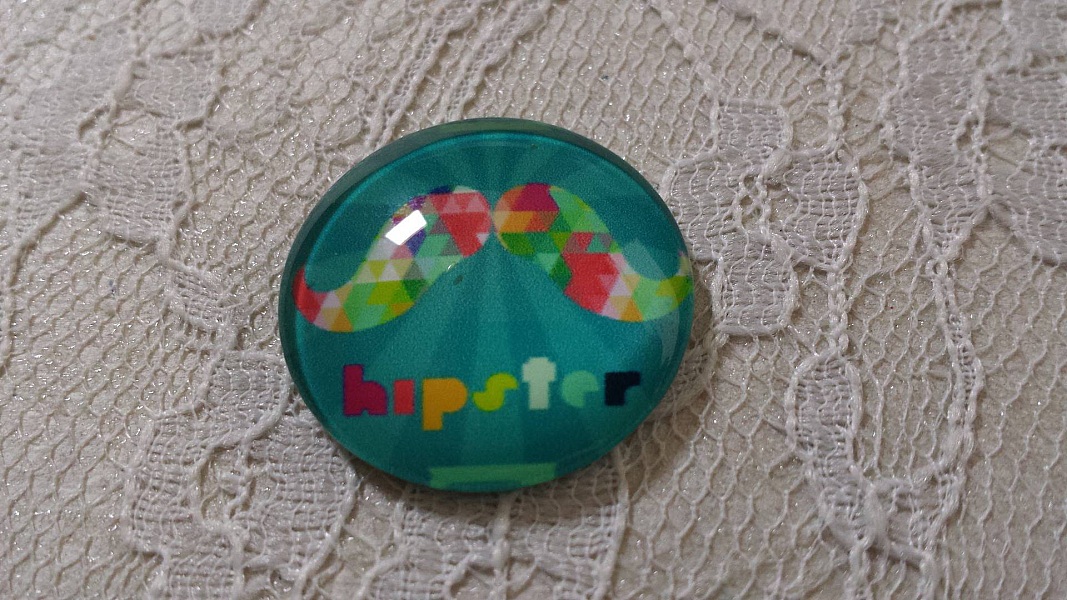 glas cabochon rund 25mm mustasch 022 