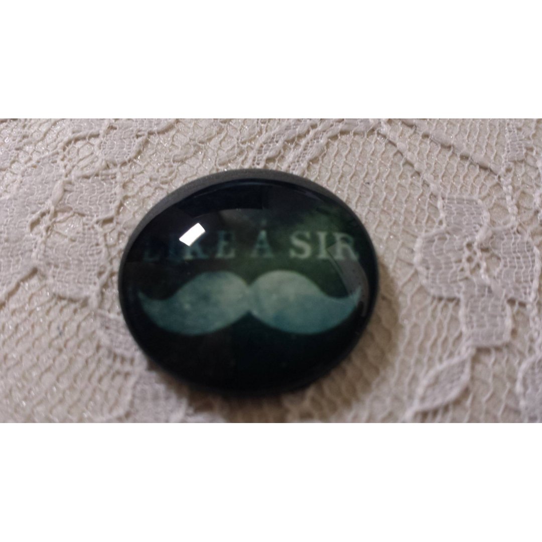 glas cabochon rund 25mm mustasch 021 