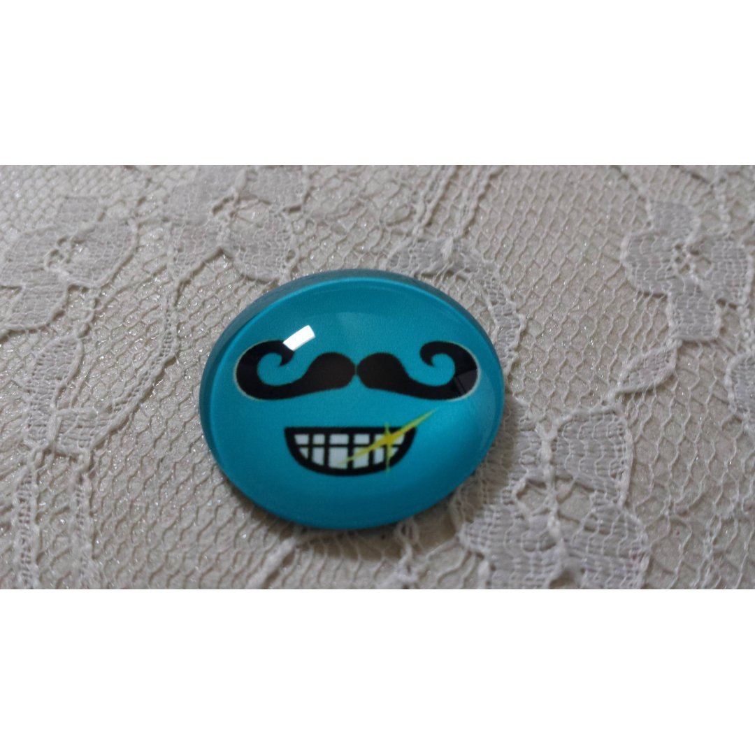 glas cabochon rund 25mm mustasch 019 
