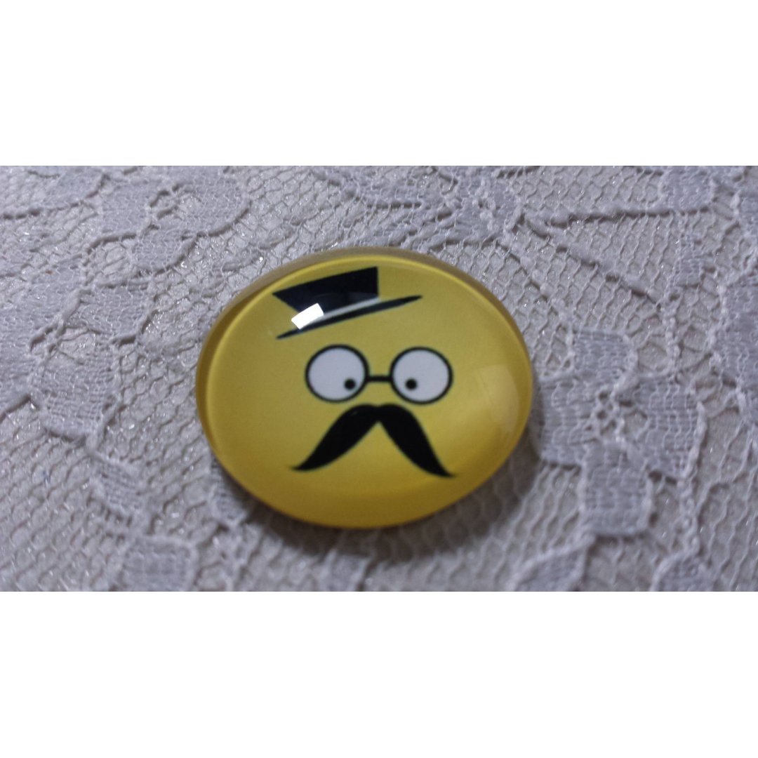 glas cabochon rund 25mm mustasch 016 