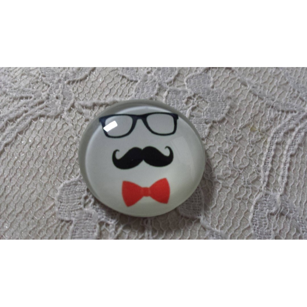 glas cabochon rund 25mm mustasch 014 