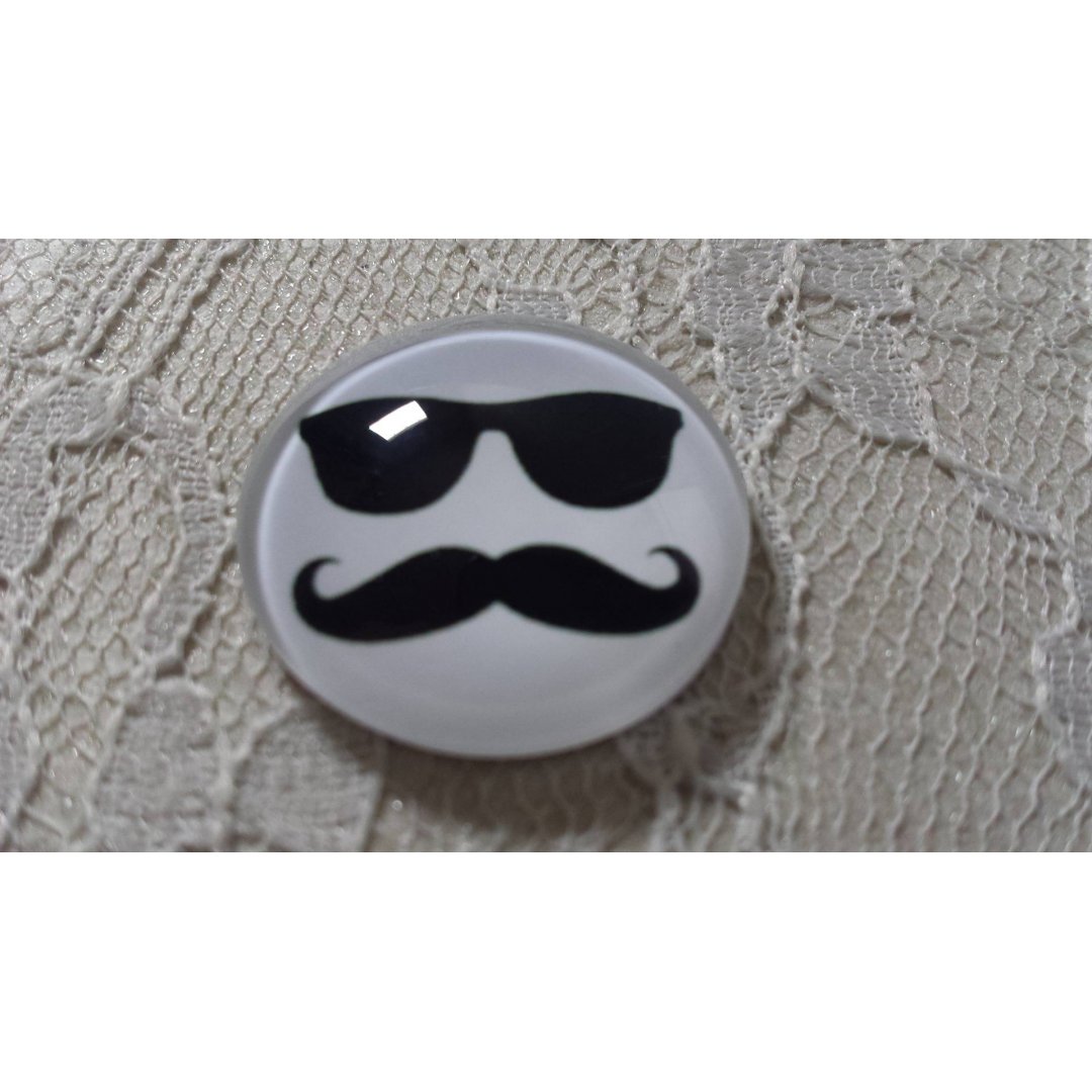 glas cabochon rund 25mm mustasch 012 
