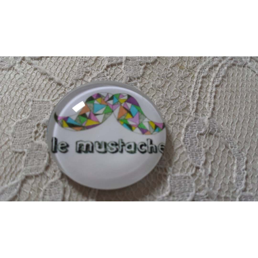glas cabochon rund 25mm mustasch 010 