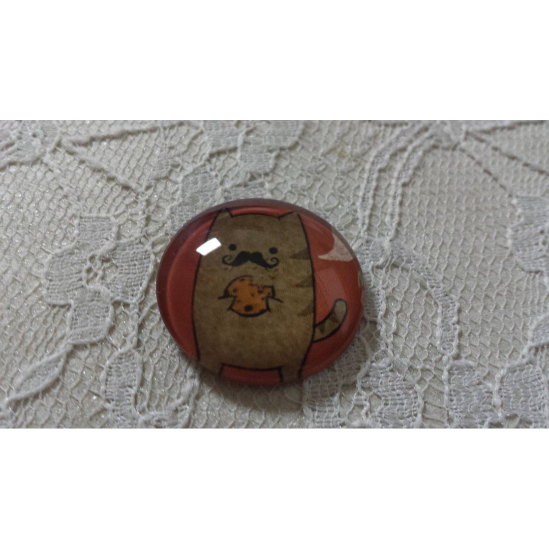 glas cabochon rund 25mm mustasch 009 