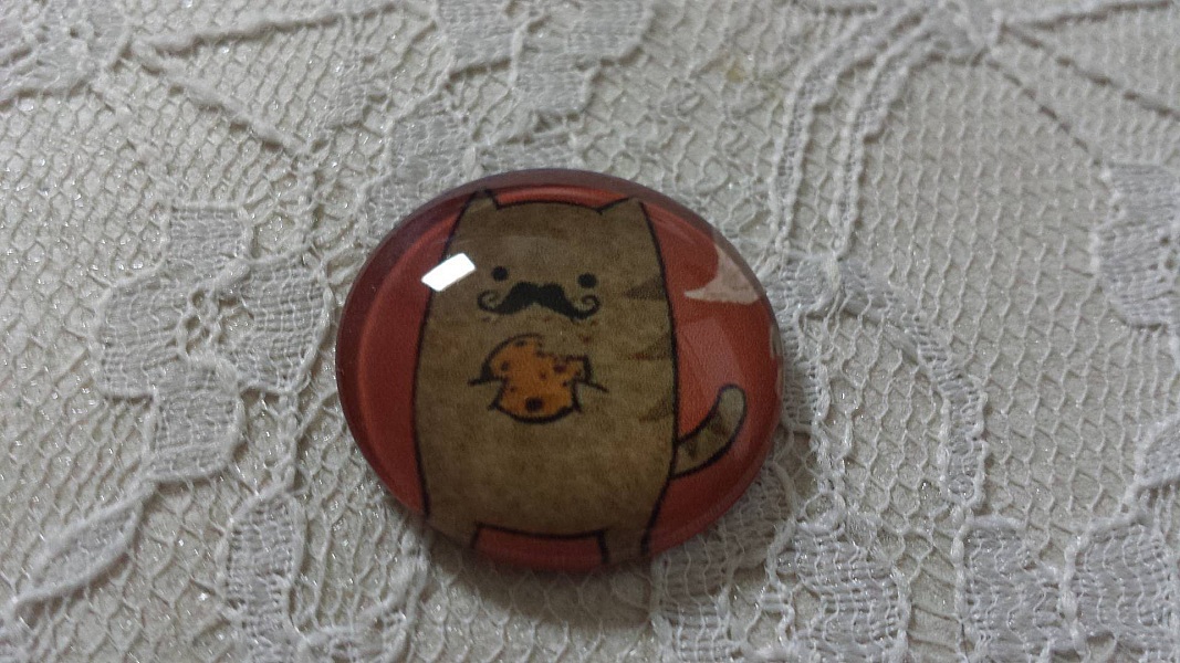 glas cabochon rund 25mm mustasch 009 